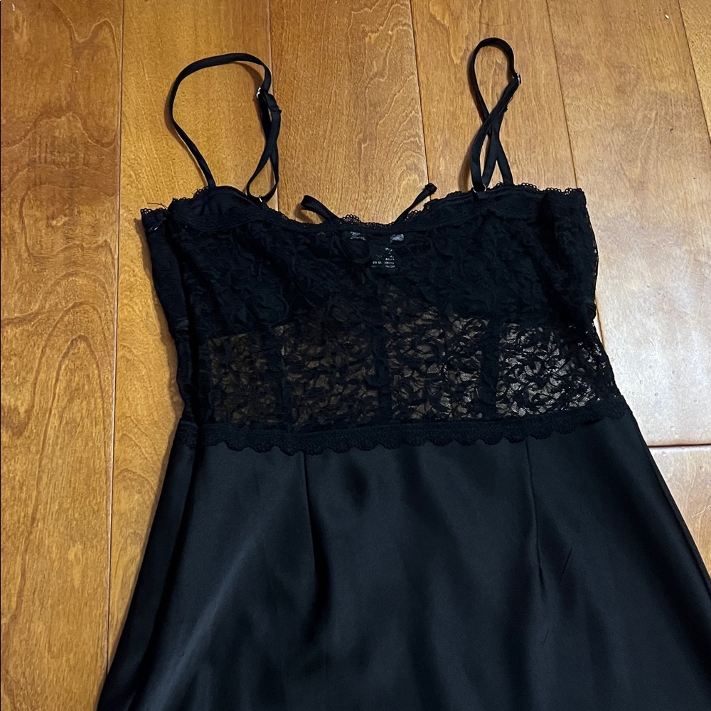 Forever 21 Y2K Black Lace Slip Dress Sz M Whimsigoth Grunge Fairy Romantic Midi - Picture 8 of 11